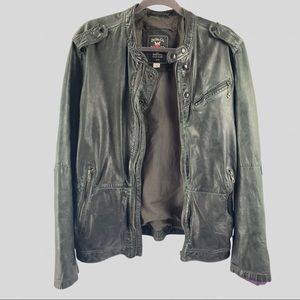 DIESEL Forest Green Leather biker jacket 🎄TAKE 50% OFF